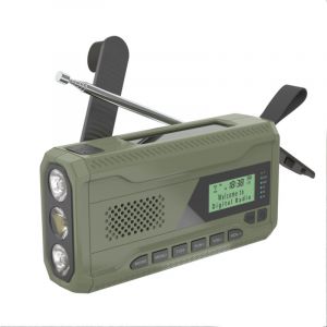 Radio Dynamo Portable Survie Urgence - Radio Solaire &agrave; Manivelle FM/Dab/Bluetooth, Batterie 4500mAh Chargeur USB T&eacute;l&eacute;phone, Lampe Torche/SOS Id&eacute;ale
