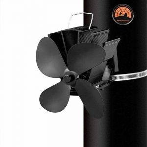 Ventilateur poele &agrave; bois Ventilateur de chemin&eacute;e &agrave; chaleur 4 lames Ventilateur pour Foyer, Poele a Granule, Silencieux Aliment&eacute; par la Chaleur,