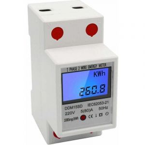Compteur edf Compteur d'énergie monophasé à rail din 5-80A 220V 50Hz compteur électronique de KWh avec affichage numérique à rétroéclairage lcd