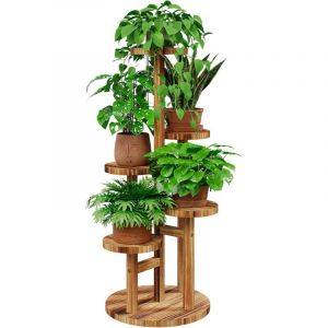 &Eacute;tag&egrave;re Plante 5 &Eacute;tag&egrave;res en Bois, Porte Plante Int&eacute;rieur et Ext&eacute;rieur, Support Plante d'Angle pour Salon, Balcon, Jardin. meuble plante