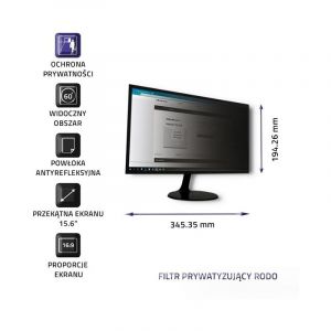 Filtre de confidentialit&eacute; Qoltec 51052 15,6' 16:9