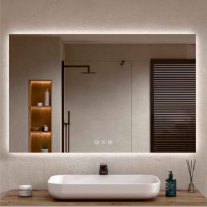 BELLOBATH - Miroir de salle de bain avec &eacute;clairage LED, lumi&egrave;re r&eacute;glable en 3 couleurs et intensit&eacute;s - &Eacute;clairage indirect - 70cm haut x 120cm largeur