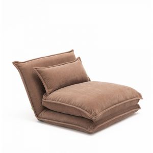 Chauffeuse convertible 1 personne en tissu chenille - Rose blush - NALA