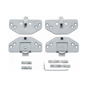 Cyclingcolors - Kit complet 2x Garniture complète pour porte coulissante (monture guide butée et clé) 30kg max, en plastique gris Rail Fourniture