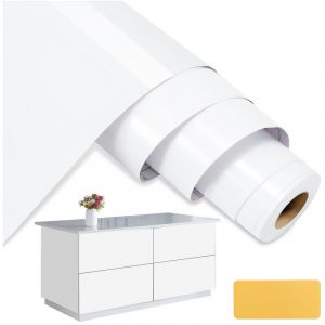 Swanew - Papier adhésif pour meubles 61 cm x 500 cm papier peint auto-adhésif film auto-adhésif étanche pour comptoirs de cuisine salle de bain-blanc