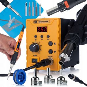 Rosfix 858D ULTRA Hot Air + Fer &agrave; souder 80W LCD + Tapis en silicone 30x20cm Ensemble pour soudage 700W 180&ndash;500&deg;C 3 m&eacute;moires S&eacute;curis&eacute; ESD