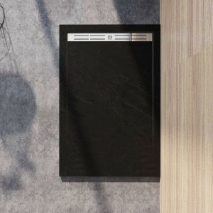Aica Sanitaire - aica Receveur de douche à poser 140x80cm antidérapant noir anthracite