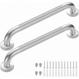 Gistuch - Lot de 2 Barre D'Appui wc, Acier Inox Maintien Poignée Douche, 45cm Barre d'Appui Salle de Bain Coudée, Barres Douche, Baignoire Main
