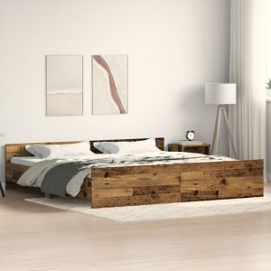 Torana - Cadre de lit Bois ancien 200 x 200 cm Bois d'ingénierie