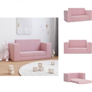 Canap&eacute;-lit pour enfants 2 places rose peluche douce - Canap&eacute; Lit Enfant - Canap&eacute; B&eacute;b&eacute; - Mobilier Enfant - Meubles Chambre Enfant - Fauteuil Enfant
