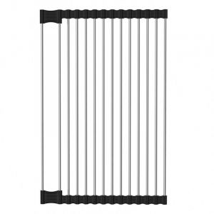 Rainsworth - Panier &Eacute;gouttoir d'&Eacute;vier, &Eacute;gouttoir &agrave; Vaisselle Pliable pour S&eacute;cher Fruits, L&eacute;gumes et Assiettes, inox, 43.5x28.5 cm, Noir