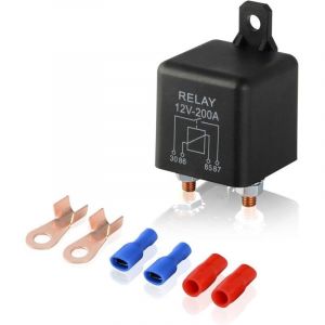 Relais 12V 200A 4 Pin avec 2 Pin Empreinte + 2 Terminal, Coupleur Separateur Batterie pour Car Truck Motor Automotive Boat Car Starter Heavy Duty de