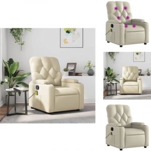 Fauteuil inclinable de massage Crème Similicuir - Fauteuil Relaxant - Fauteuil Massant - Chaise Inclinable - Fauteuil Ergonomique - Fauteuil Design