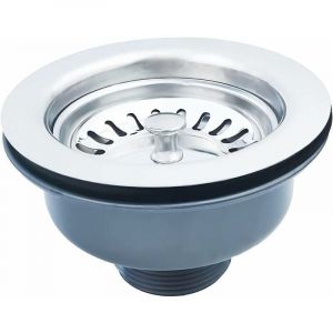 Bonde d'évier sans trop plein panier inox ø 114 mm 1½', Acier inoxydable + abs, Bonde + Panier