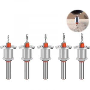 5 pi&egrave;ces 8mm Forets &agrave; Fraisers &agrave; Bois &agrave; Trous Coniques,Fraise pour perceuse,Fraises &agrave; Chanfreiner avec but&eacute;e de profondeur et fraise &agrave; lamer,pour le