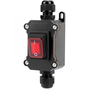 LaBlanc - Interrupteur &agrave; cordon en ligne &eacute;tanche IP65 avec voyant rouge, 220V 30A, interrupteur &agrave; bascule DPST, commande marche/arr&ecirc;t double position