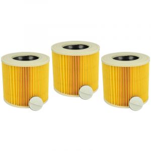 Vhbw - Lot de 3x filtres à cartouche compatible avec Kärcher a 2654 Me, a 2656 x Plus aspirateur à sec ou humide - Filtre plissé, jaune