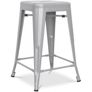 Privatefloor - Tabouret de bar - Design industriel - Acier mat - 60cm - Nouvelle édition - Stylix Gris clair