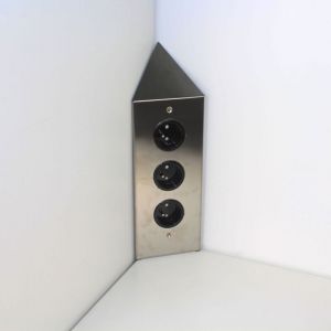 Cuisissimo - Prise cuisine brighton - Bloc 3 prises en inox brossé - inox