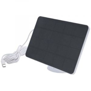 Chargeur de Panneau Solaire ÉTanche 4W pour CaméRa SéCurité à Domicile Alimenté par Cellules Solaires avec Câble Charge, Blanc