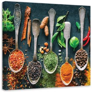 Image sur toile, Herbes, &eacute;pices pour la cuisine - 30x30