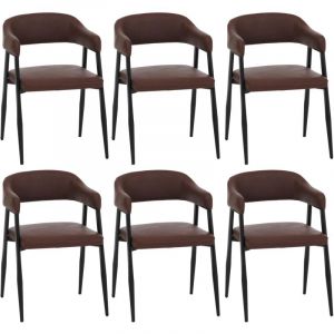 [JAMAIS UTILIS&Eacute;] Lot de 6 chaises de salle &agrave; manger HHG-685, chaise de cuisine, chaise &agrave; dossier, chaise rembourr&eacute;e, style industriel r&eacute;tro vintage,