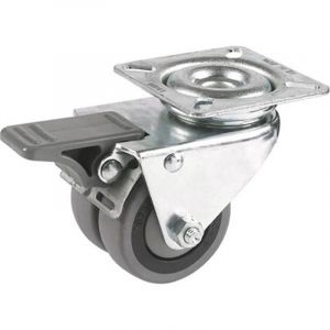 2gt Roues Et Roulettes - Roulette jumelée pivotante à frein diamètre 50 mm caoutchouc gris - 60 Kg
