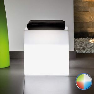 Pouf carr&eacute; avec lumi&egrave;re led en r&eacute;sine 40X40 cm mod. Square led multicolor