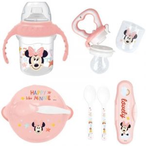 Jamais utilis&eacute;] Pack repas 1er age Thermobaby minnie - 1 grignoteuse + 1 bol + 1 tasse a poign&eacute;e +2 cuilleres