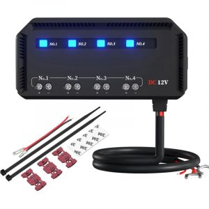 Bo&icirc;te &agrave; fusibles de voiture 12 V avec relais, universel 20 A pour moto/voiture, c&acirc;blage rapide, porte-fusible 4 voies &eacute;tanche avec indicateur