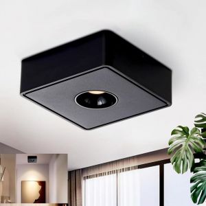 Gbly - plafonnier led spot en saillie carr&eacute;, 132x132mm, noir, 7W Spot de plafond, Plafonnier Aluminium, &eacute;clairage plafond, 3000 Kelvin, blanc chaud