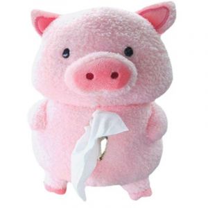 Ensoleille - Mignon dessin anim&eacute; cochon bo&icirc;te &agrave; mouchoirs en peluche cochon bo&icirc;te &agrave; mouchoirs couvercle porte-mouchoir serviette Animal suspendu