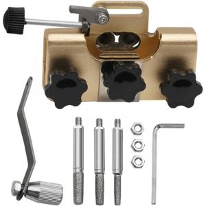 Aff&ucirc;teur de cha&icirc;ne portable, aff&ucirc;teur de cha&icirc;ne &agrave; manivelle, aff&ucirc;teur de cha&icirc;ne haut de gamme Kit d'aff&ucirc;tage avec 5 t&ecirc;tes d'aff&ucirc;tage, dor&eacute;