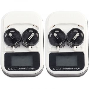 Eosnow Chargeur avec &eacute;cran LCD Rechargeable, 2 pi&egrave;ces, pour batterie au Lithium bouton LIR2016 LIR2025 LIR2032
