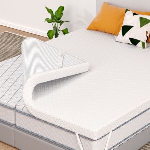 Surmatelas 200 x 200 cm, 7,5 cm Hauteur, Gel surmatelas memoire de Forme, surmatelas rafraîchissant Respirant, Ergonomique Soutien, avec Housse