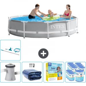 Intex - Piscine ronde à cadre prisme 305 x 76 cm - Grise - Comprend des Accessoires CB28