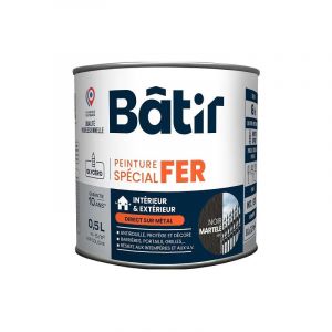 Peinture sp&eacute;cial fer martel&eacute; BATIR noir m18 0,5L - BATIR