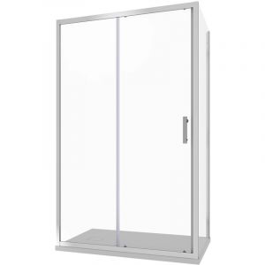 Cabine de douche d'angle 90x120 cm Porte coulissante et paroi fixe Profil&eacute;s en aluminium chrom&eacute; Verre transparent de 6 mm avec traitement Easy-clean