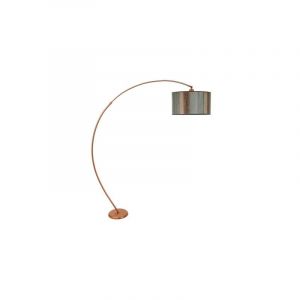 Wellhome - Lampadaire en métal courbé, abat-jour droit, collection vintage Malawi, 30x30x185, douille e 27 Max 60 w