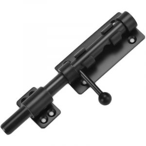 Verrou de porte coulissant robuste de avec trou de cadenas 6 inch, 160mm en acier inoxydable noir mat, Serrure de Porte à Barillet Coulissant Verrou