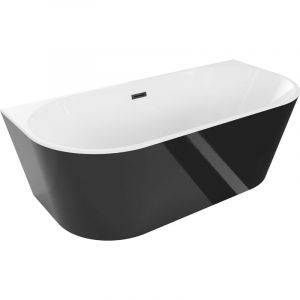 Mexen - Baignoire Oval autoportante 180 x 80 cm, blanche/noire, &eacute;vacuation noire - 52671808075-70