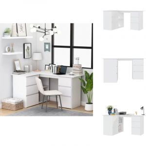 Bureau d'angle Blanc 145x100x76 cm Bois d'ingénierie - Bureau D'angle - Bureau Blanc - Bureau Informatique - Meuble De Bureau - Bureau Design