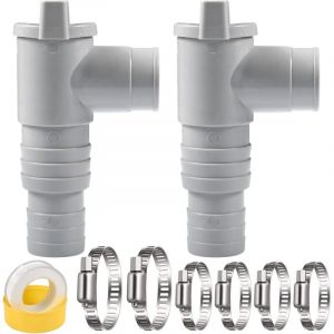2 pcs Robinet D'arrêt pour Piscine,Vanne D'arrêt 32mm,Robinet pour Piscine 32mm,avec 6 Colliers de Serrage,Pièces de Piscine à Valve à