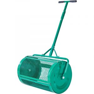 Mophorn &Eacute;pandeur de Compost et Tourbe, 60 cm, Rouleau pour Gazon avec Poign&eacute;e en T Ajustable, Panier en Acier Maille, Id&eacute;al pour Pelouses et Terres