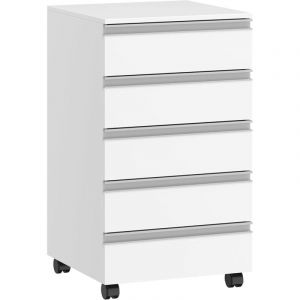 Caisson de Meuble de Bureau,Casier avec 5 tiroirs sur roulettes