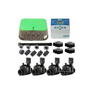 Suinga - Kit Arrosage Automatique 4 zones pour irrigation pour programmateur &eacute;lectrique. Controlateur Hunter ELC401 + Electrovanne 100HV