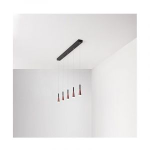 Perenz - Lustre à suspension horizontale cone Or-rose Noir 5x7W 3000K