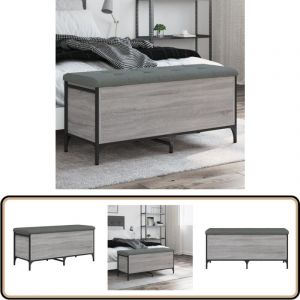 Banc de rangement sonoma gris 102x42x45 cm bois d'ingénierie - Banc Coffre - Banc Rangement - Banc Entrée - Meuble Rangement - Mobilier Intérieur