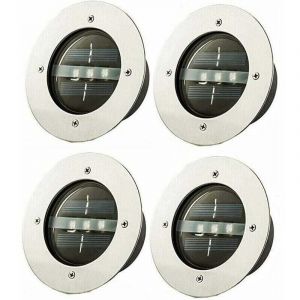 Solaire Spot Encastrable Exterieu, 4 Install&eacute; &Agrave; L'ext&eacute;rieur &Eacute;tanche Cour Sol Spot LED Pelouse Lampe Escalier Jardin Lampadaire Ext&eacute;rieur Lumi&egrave;re