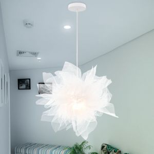 Lustre Suspension Contemporain Diam&egrave;tre 50 cm E27 Blanche , Abat-jour Luminaire Plafonnier pour Chambre de l'enfant, Salon, D&eacute;cor